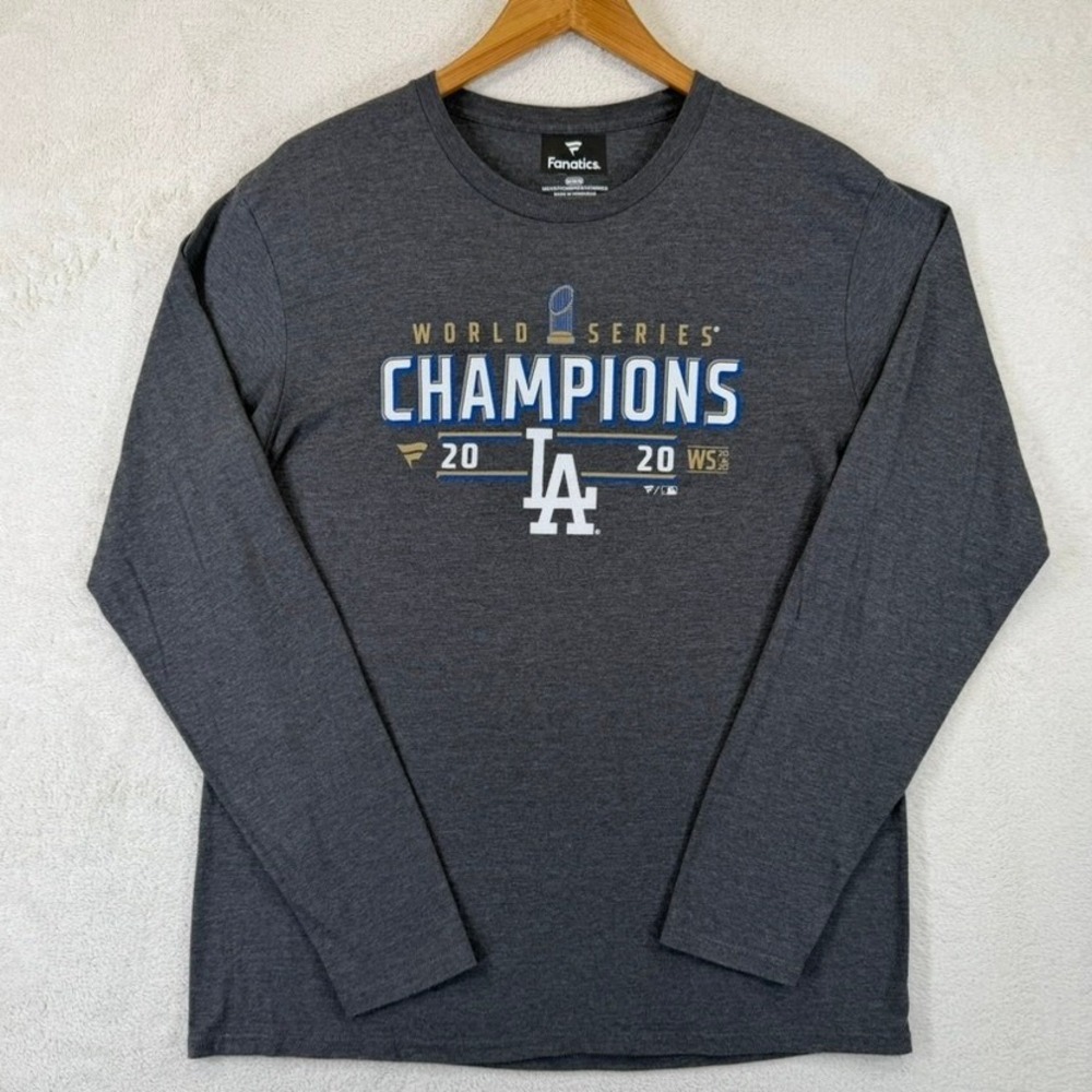 Fanatics Los Angeles Dodgers 2020 World Series Champions Mens Gray LS T-Shirt M